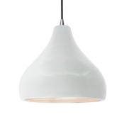 Justice Design Group Radiance 14" Wide Pendant with a Ceramic Gloss White Shade Brushed Nickel