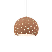 Justice Design Group Perforated Globe 10" Wide Mini Pendant with White Cord Adobe / Antique Brass