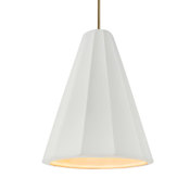 Justice Design Group Radiance Collection - Fluted 9" Wide Mini Pendant with Bisque Shade Antique Brass