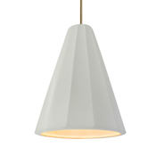 Justice Design Group Radiance Collection - Fluted 9" Wide Mini LED Pendant with Matte White Shade Antique Brass
