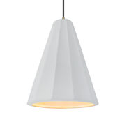 Justice Design Group Radiance Collection - Fluted 9" Wide Mini Pendant with Gloss White Shade Antique Brass