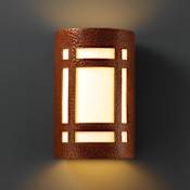 Justice Design Group Ambiance 7.75" Outdoor Wall Sconce Hammered Copper