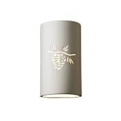 Justice Design Group Sun Dagger 2 Light 14" Tall Open Top Wall Sconce with Pinecone Design Bisque