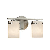 Justice Design Group Clouds 2 Light 13-3/4" Wide Integrated 3000K LED Bathroom Vanity Light with Off-White Clouds Resin Shade Brushed Nickel