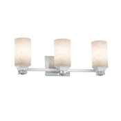 Justice Design Group Ardent 3 Light 23" Wide Integrated LED Vanity Light with Clouds Resin Cylindrical Shades Polished Chrome