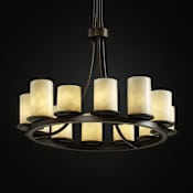 Justice Design Group Clouds 28" Dakota 12 Light Pillar Candle Chandelier Dark Bronze