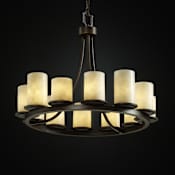 Justice Design Group Clouds 28" Dakota 12 Light Pillar Candle Chandelier Dark Bronze