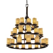 Justice Design Group CandleAria 42" Wide Ring Chandelier with Amber Shades Dark Bronze / Amber