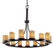 Justice Design Group CandleAria 15 Light 1 Tier Chandelier Dark Bronze