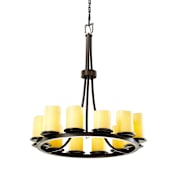 Justice Design Group CandleAria 28" Wide Ring Chandelier with Amber Shades Dark Bronze