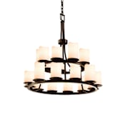 Justice Design Group CandleAria 21 Light 33" Wide Pillar Candle Chandelier with Faux Candle Resin Shades Dark Bronze