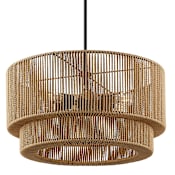 Justice Design Group Eco 6 Light 24" Wide Pendant Matte Black / Natural