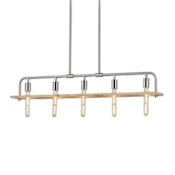Justice Design Group Bronx 5 Light 40" Wide Linear Chandelier - with Eco Shade Brushed Nickel
