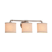 Justice Design Group Bronx 3 Light 26-1/4" Wide Vanity Light with Cream Oval Fabric Shades Brushed Nickel