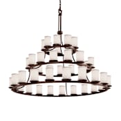 Justice Design Group Textile 60" Wide Ring Chandelier with White Shades Dark Bronze / White