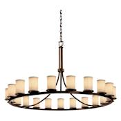 Justice Design Group Textile 60" Wide Ring Chandelier with Cream Shades Dark Bronze / Cream