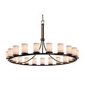 Justice Design Group Textile 60" Wide Ring Chandelier with White Shades Dark Bronze