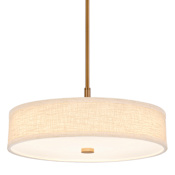 Justice Design Group Textile 18" Wide LED Pendant Brushed Brass / Cream Linen