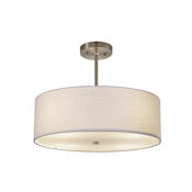 Justice Design Group Textile 3 Light 18" Wide Pendant with White Shades Brushed Nickel
