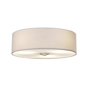 Justice Design Group Textile 3 Light 15" Wide Flush Mount Drum Ceiling Fixture with White Shades Brushed Nickel