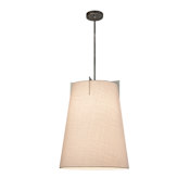 Justice Design Group Textile 18" Wide Integrated LED Pendant with White Woven Fabric Shade Brushed Nickel