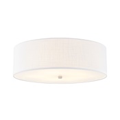 Justice Design Group Classic 5 Light 24" Wide Flush Mount Drum Ceiling Fixture Brushed Nickel / White