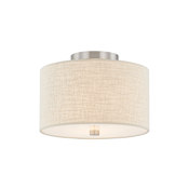 Justice Design Group Classic 2 Light 11" Wide Semi-Flush Drum Ceiling Fixture Brushed Nickel / Cream