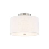 Justice Design Group Classic 2 Light 11" Wide Semi-Flush Drum Ceiling Fixture Brushed Nickel / White