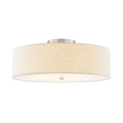 Justice Design Group Classic 5 Light 24" Wide Semi-Flush Drum Ceiling Fixture Brushed Nickel / Cream