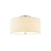Justice Design Group Classic 3 Light 14" Wide Semi-Flush Drum Ceiling Fixture Brushed Nickel / Cream