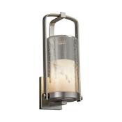 Justice Design Group LumenAria Single Light 16-1/2" High Integrated 3000K LED Outdoor Wall Sconce with Tan Faux Alabaster Resin Shade Brushed Nickel