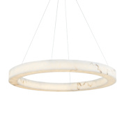 Justice Design Group Medley 42" Wide Ring Chandelier Brushed Brass / Faux Alabaster