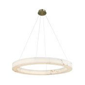 Justice Design Group Medley 42" Wide Ring Chandelier Brushed Brass / Faux Alabaster