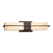 Justice Design Group Era 20" Wide Integrated LED Bath Bar with Faux Alabaster Shades Dark Bronze
