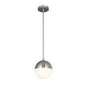 Justice Design Group Fusion 7" Wide Mini Pendant with Opal Shade from the Fusion Ion Series Brushed Nickel