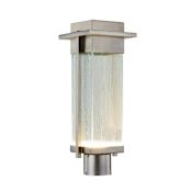 Justice Design Group Fusion 18" Tall LED Outdoor Single Head Post Light with Rain Shades Brushed Nickel
