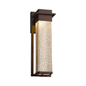 Justice Design Group Fusion Single Light 16-1/2" High Integrated 3000K LED Outdoor Wall Sconce with Mercury Artisan Glass Shade Dark Bronze
