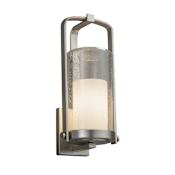 Justice Design Group Fusion Single Light 16-1/2" High Outdoor Wall Sconce with Opal Artisan Glass Shade Brushed Nickel