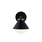 Justice Design Group Ravelle 10" Tall Outdoor Wall Sconce Matte Black / Opal Glass