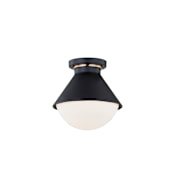 Justice Design Group Ravelle 7" Wide Semi-Flush Outdoor Ceiling Fixture Matte Black / Opal Glass
