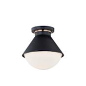 Justice Design Group Ravelle 10" Wide Semi-Flush Outdoor Ceiling Fixture Matte Black / Opal Glass