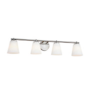 Justice Design Group Alpino 4 Light 35" Wide Vanity Light with Opal Artisan Glass Shades Brushed Nickel