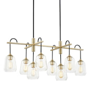 Justice Design Group Arcwell 8 Light 42" Wide Linear Chandelier Matte Black / Brass