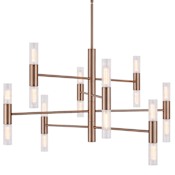Justice Design Group Fusion 16 Light 45" Wide Chandelier Brushed Brass / Clear Ribbed