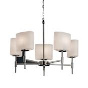 Justice Design Group Fusion 24" Union 5 Light Shaded Chandelier Brushed Nickel