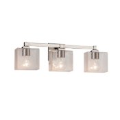 Justice Design Group Fusion 3 Light 22" Wide Bathroom Vanity Light with Rectangular Seeded Glass Shades Brushed Nickel