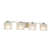 Justice Design Group Fusion 4 Light 36" Wide Bathroom Vanity Light with Rectangle Weave Shades from the Era Series Brushed Nickel