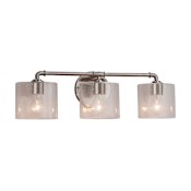 Justice Design Group Bronx 3 Light 26-1/4" Wide Vanity Light with Seeded Oval Shades Brushed Nickel