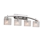 Justice Design Group Fusion 4 Light 36" Wide Bathroom Vanity Light with Rectangular Seeded Glass Shades Brushed Nickel