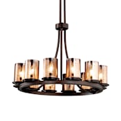 Justice Design Group Fusion 12 Light 1 Tier Chandelier Dark Bronze